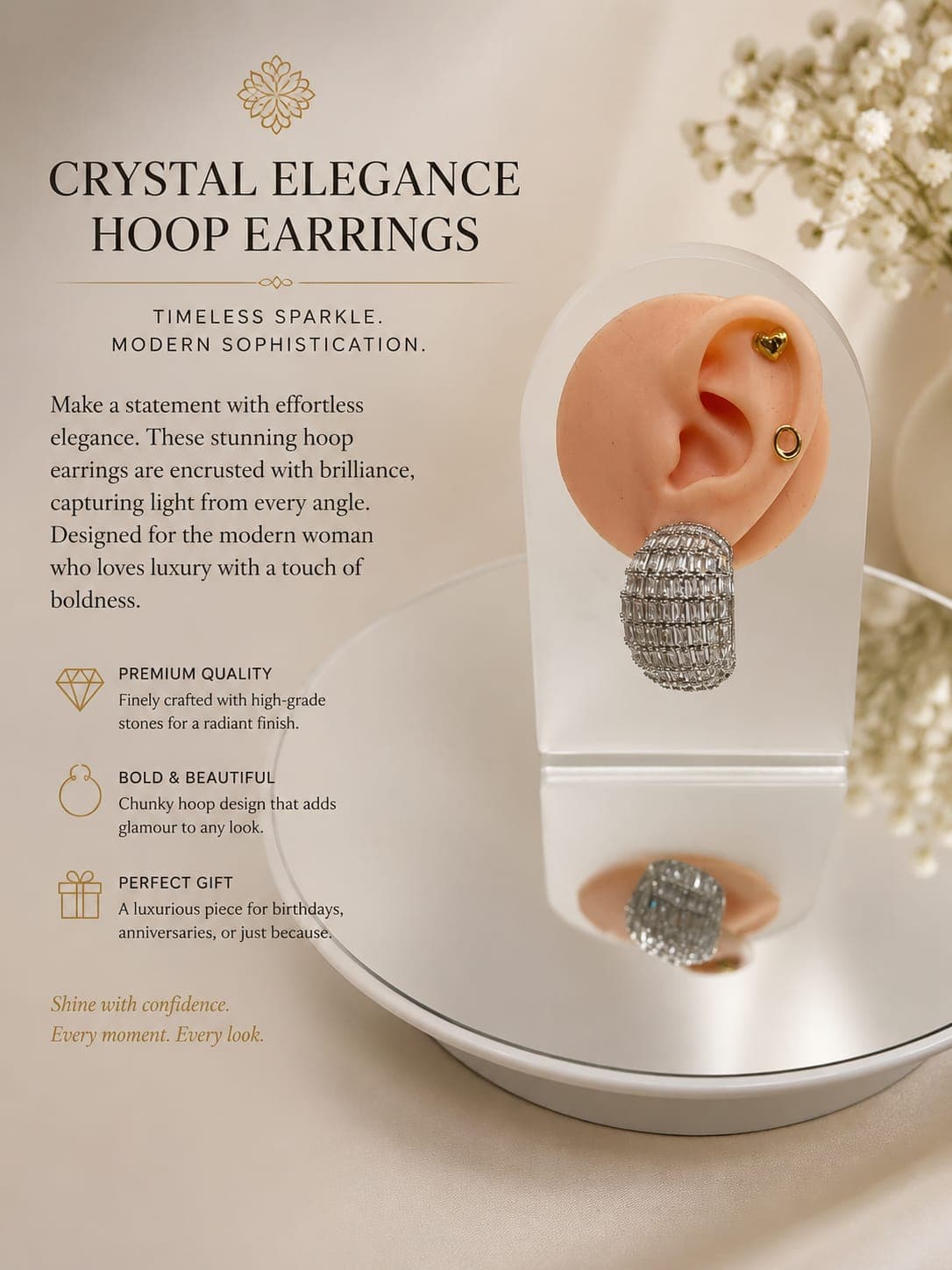 CRYSTAL HOOP EARRING