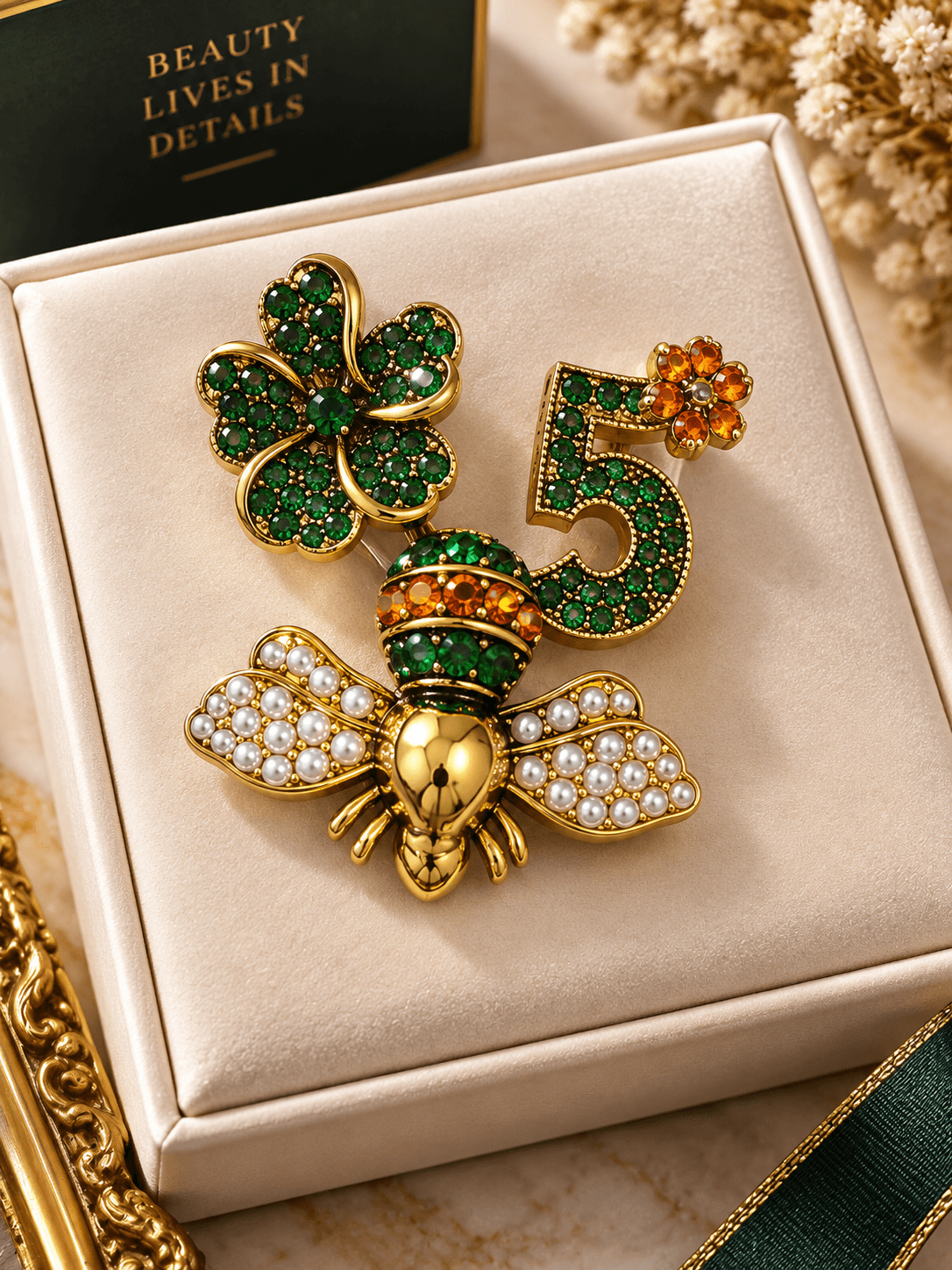 GREEN SET BROOCH