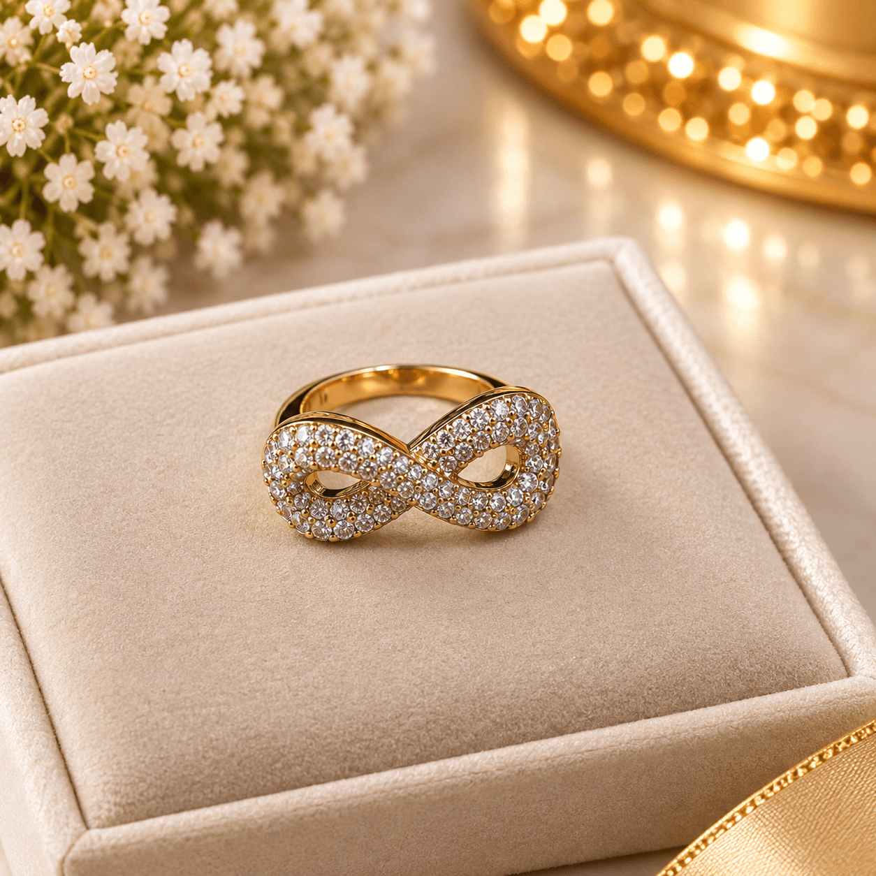 GOLD INFINITY CRYSTAL RING