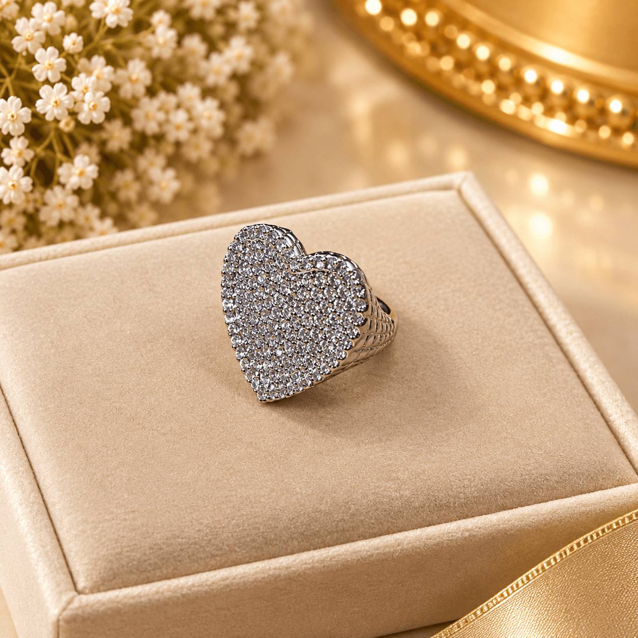 DAIMOND HEART PAVE RING